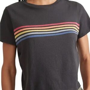 Marine Layer Black T-Shirt with  Stripes